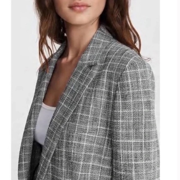 RAG & BONE designer gray checkered s plaid suit blazer jacket luxury NWT sz 6 - Picture 5 of 14